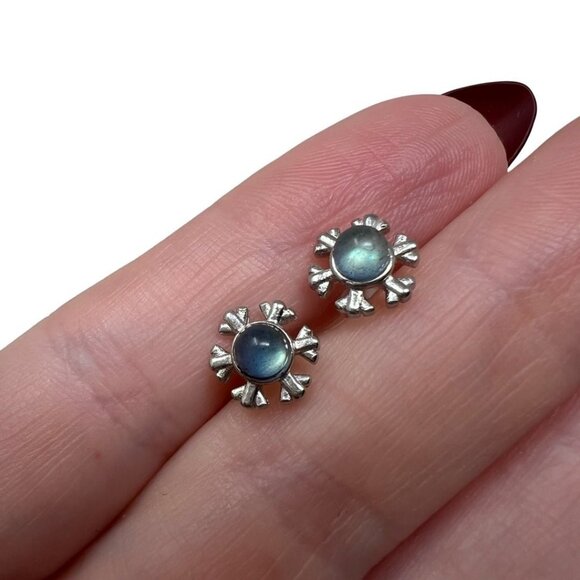 Labradorite Shiny Snowflake Earrings Jewelry Gemstone accessories Sterling - Picture 4 of 8